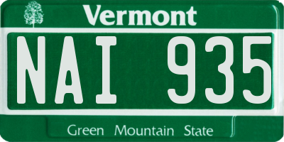 VT license plate NAI935