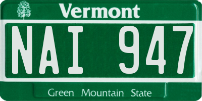 VT license plate NAI947