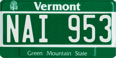 VT license plate NAI953