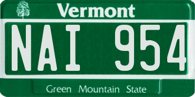 VT license plate NAI954