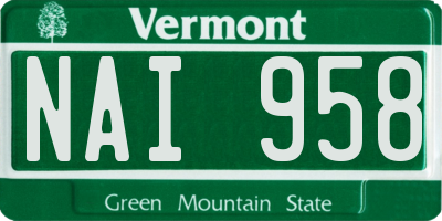 VT license plate NAI958
