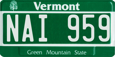 VT license plate NAI959