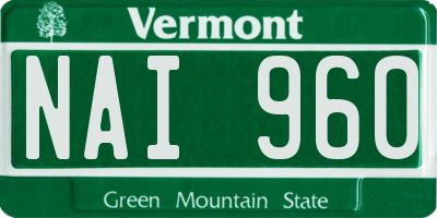 VT license plate NAI960