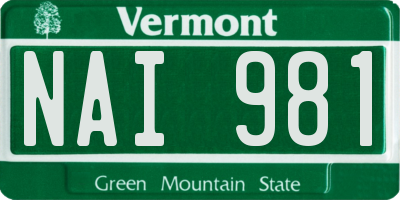 VT license plate NAI981