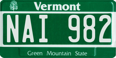 VT license plate NAI982