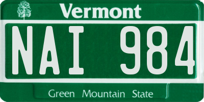 VT license plate NAI984