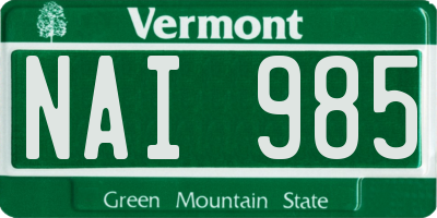 VT license plate NAI985