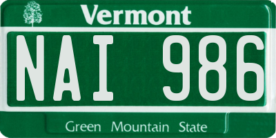 VT license plate NAI986