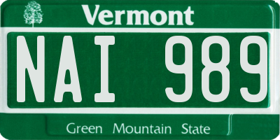VT license plate NAI989