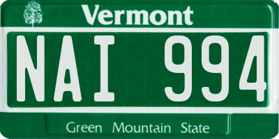 VT license plate NAI994