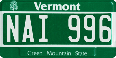 VT license plate NAI996