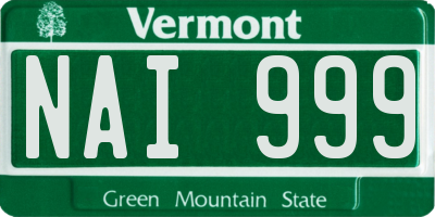 VT license plate NAI999