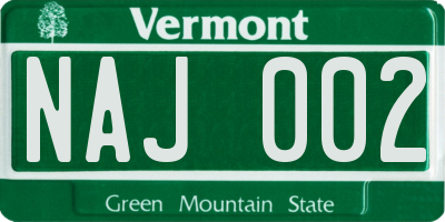 VT license plate NAJ002