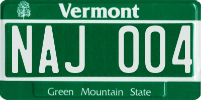 VT license plate NAJ004