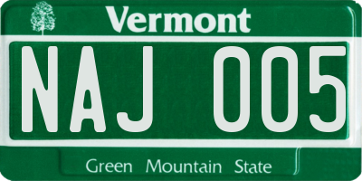 VT license plate NAJ005