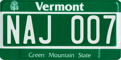 VT license plate NAJ007