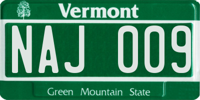 VT license plate NAJ009