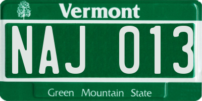 VT license plate NAJ013