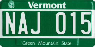 VT license plate NAJ015