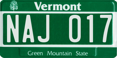 VT license plate NAJ017
