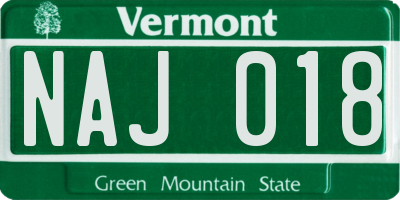 VT license plate NAJ018