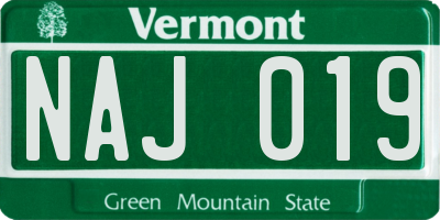 VT license plate NAJ019