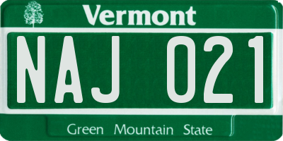 VT license plate NAJ021