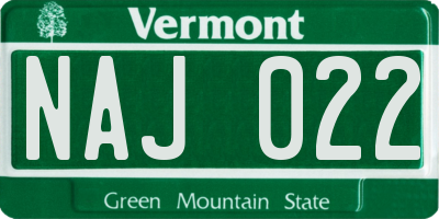 VT license plate NAJ022