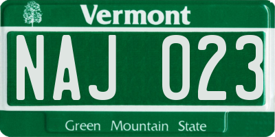 VT license plate NAJ023