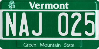 VT license plate NAJ025