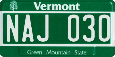 VT license plate NAJ030