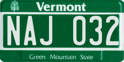 VT license plate NAJ032