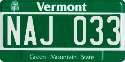 VT license plate NAJ033