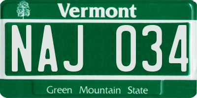 VT license plate NAJ034