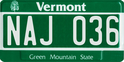 VT license plate NAJ036