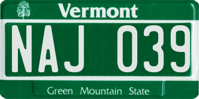 VT license plate NAJ039