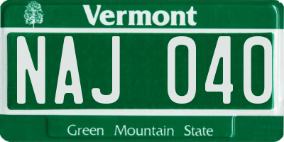 VT license plate NAJ040