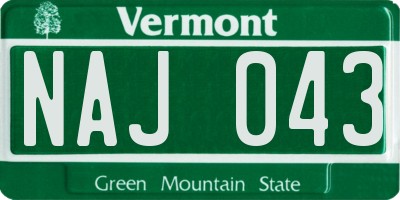 VT license plate NAJ043