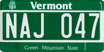 VT license plate NAJ047