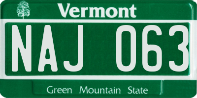 VT license plate NAJ063