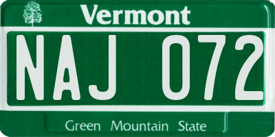 VT license plate NAJ072