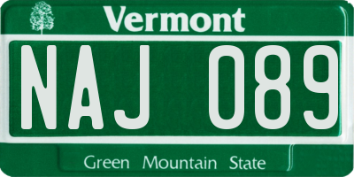 VT license plate NAJ089