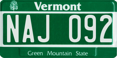 VT license plate NAJ092