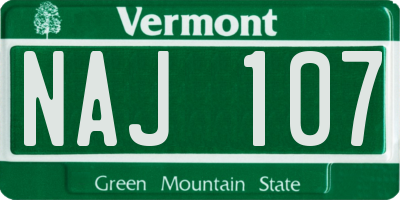 VT license plate NAJ107