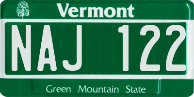 VT license plate NAJ122