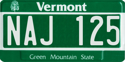 VT license plate NAJ125