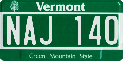 VT license plate NAJ140