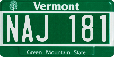 VT license plate NAJ181