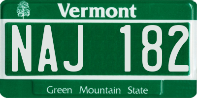 VT license plate NAJ182