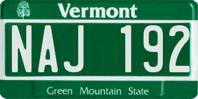 VT license plate NAJ192